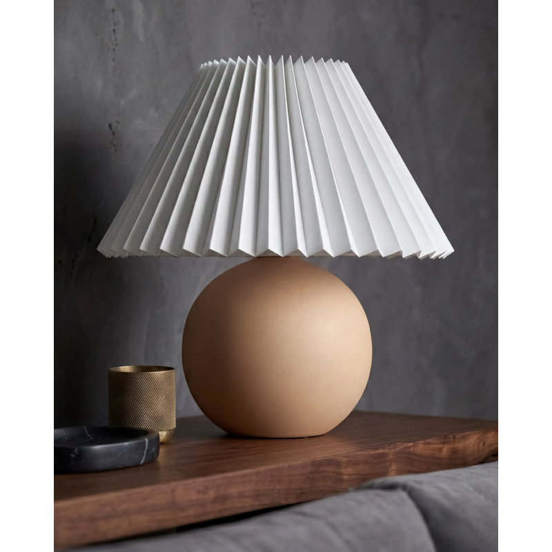Lampe de table Aguilera, Empire plissé, Beige