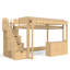 Lit mezzanine en bois avec escalier de rangement, toit auvent et comptoir de magasin-2130020716