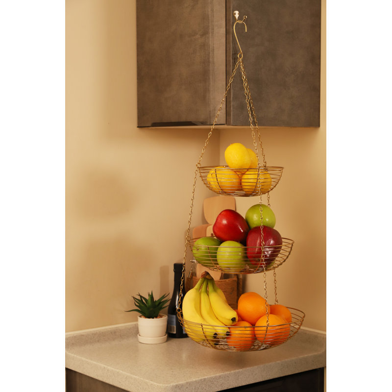 Everly Quinn Metal Fruit Bowl, Gold