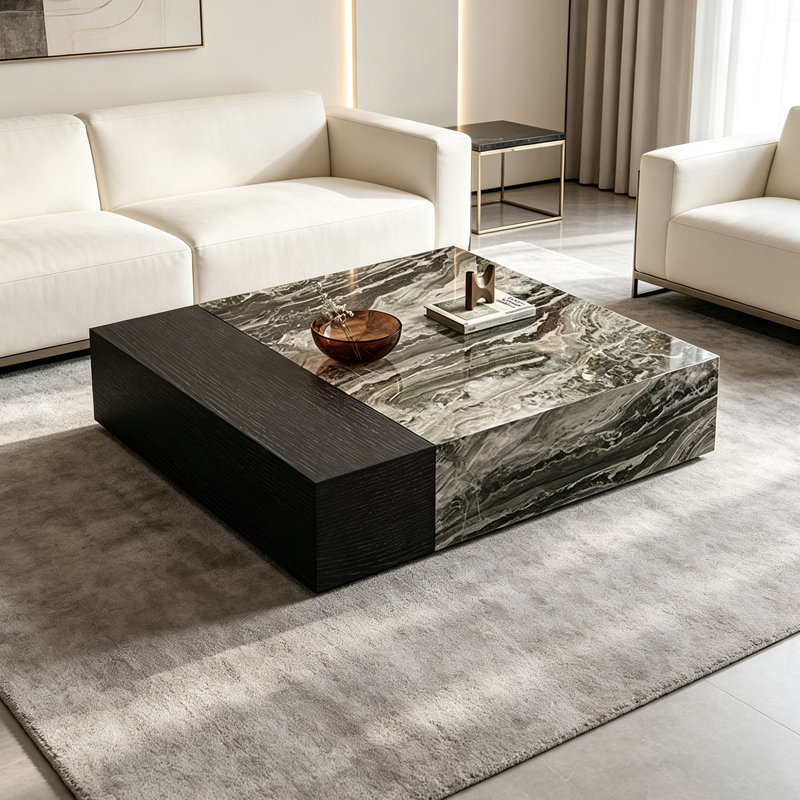 Didmarton, 10.62" H x 27.55" W x 27.55" D, Noir/gris