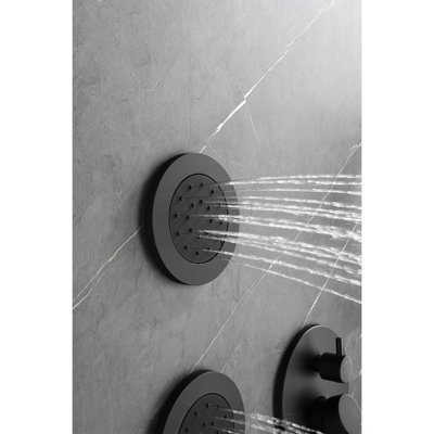Shower In Matte Black With Slide Bar, Hose, And Valve Trim Brass Options