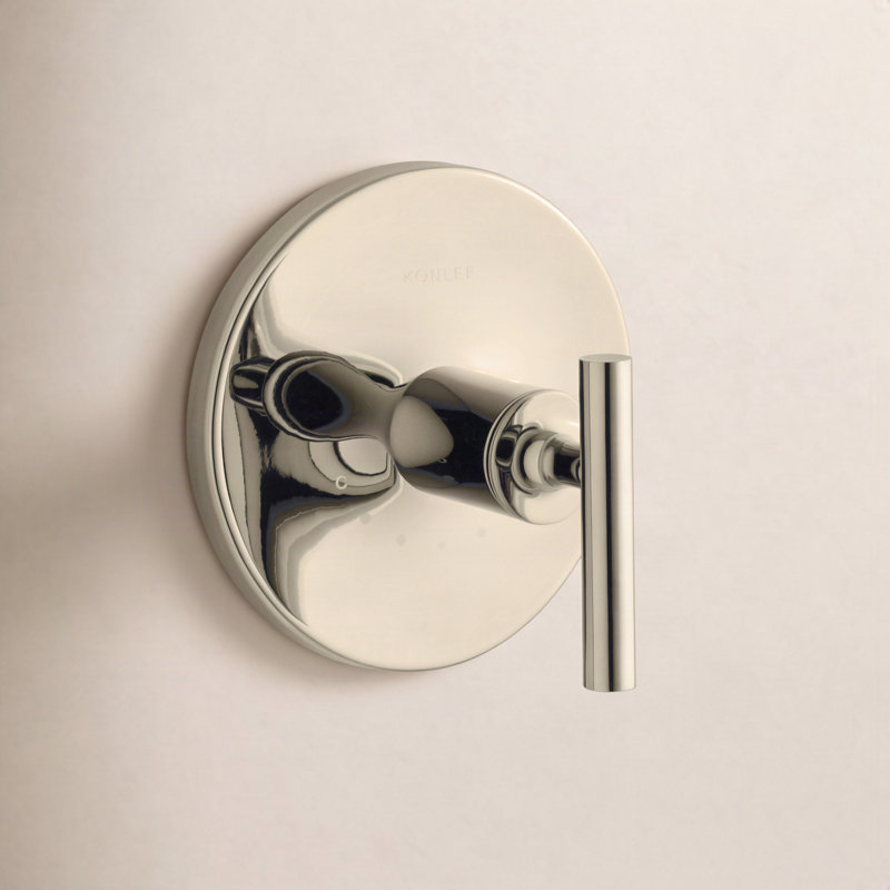 Garniture de robinet avec poignée levier avec soupape thermostatique Purist, Or poli éclatant de style moderne