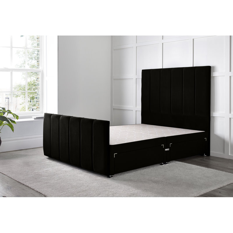 Cadebrooke Divan Bed with 54" Floorstanding Headboard, Black, Small Double (4'), 4 Drawers