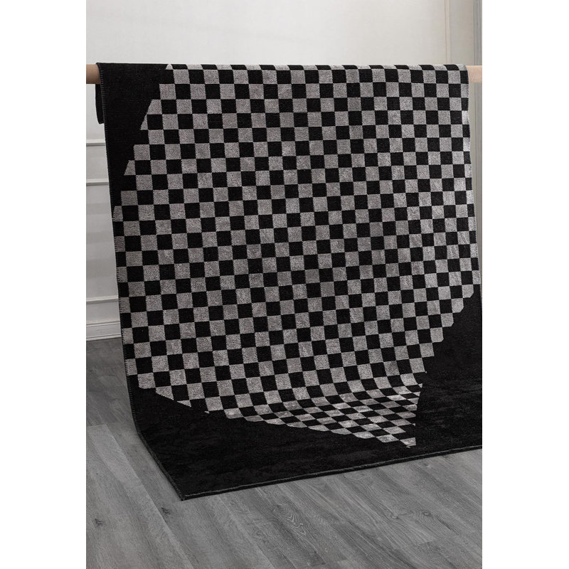 Reneus Rectangle Geometric Cotton and Viscose Indoor / Outdoor Area Rug, Rectangle 5'3" x 7'6"