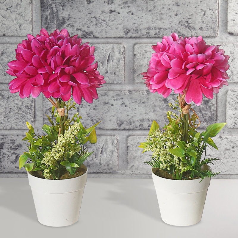 Ensemble de 2 plantes à fleurs artificielles en pot