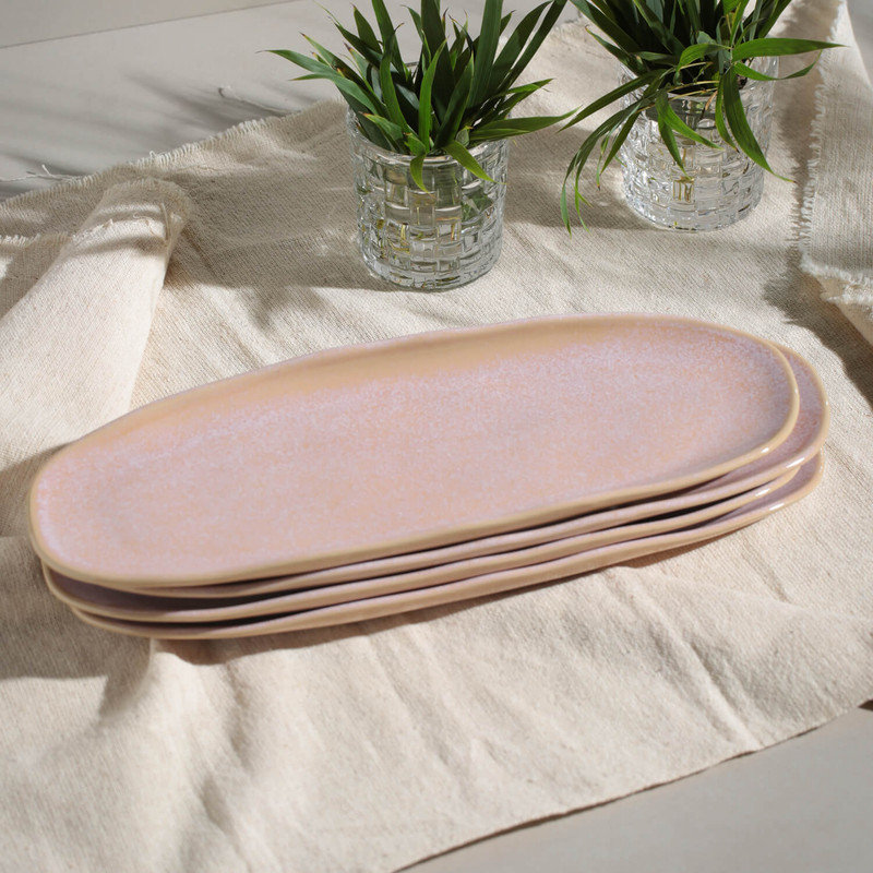 Assiette de service en grès 14,17 po Pistache Commercial, Rose