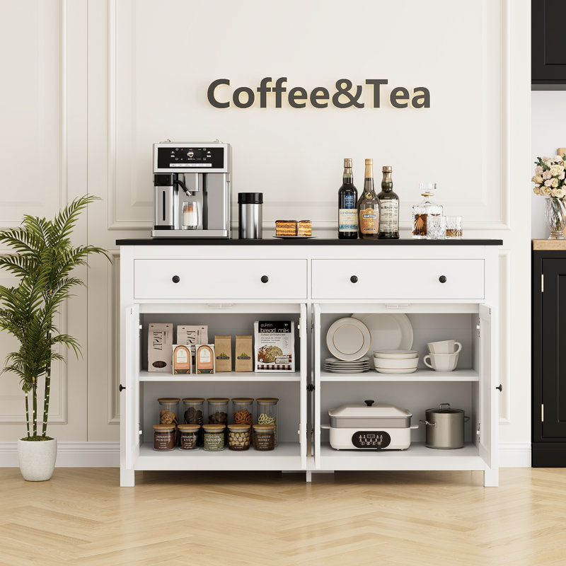 55.1'' Sideboard, White/Black
