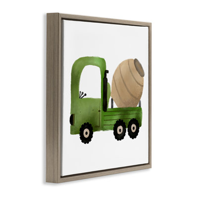 Construction Truck Vehicle  Framed Floater Canvas Wall Art by Elizabeth Medley