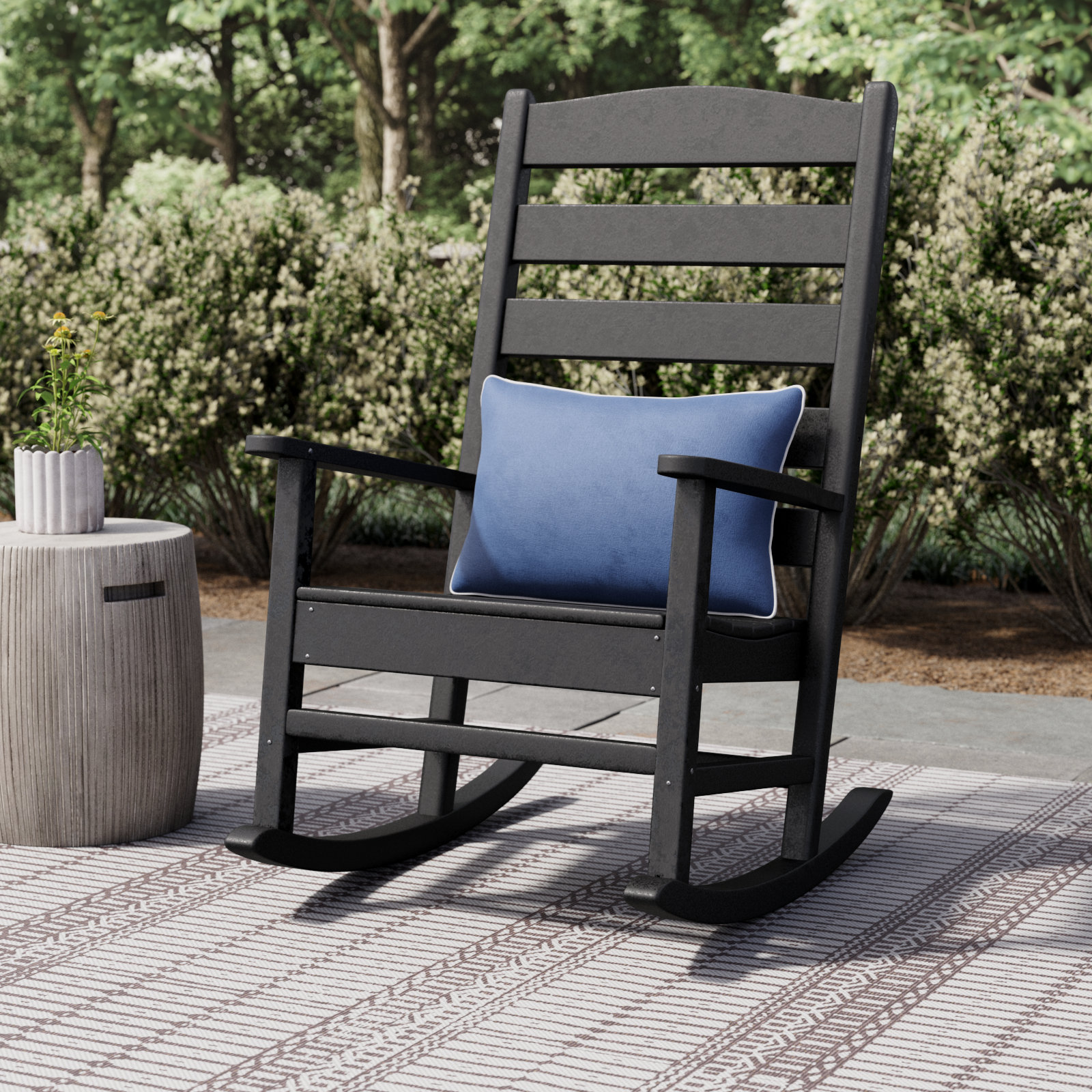 POLYWOOD® Rocker 2-Person Patio Seating Group, Black