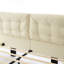 Grand lit flottant rembourré avec lumières DEL, plateforme en cuir Pu blanc, tête de lit à bouton. Conception pour un look moderne, six lumières de couleur chaleureuse, cadre confortable et silencieux-1317140566