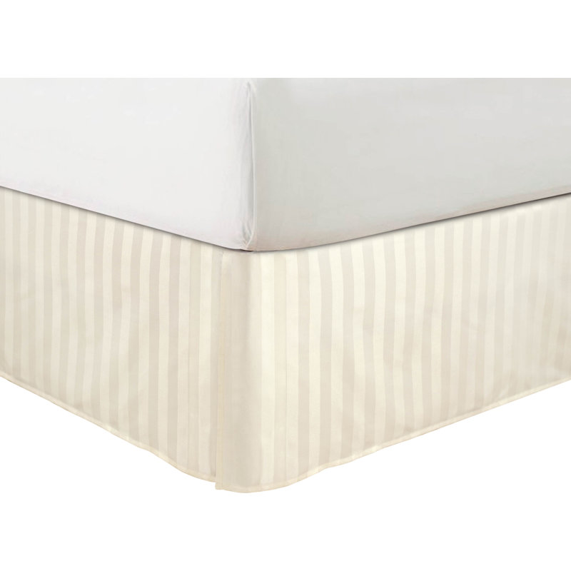 Jupe de lit simple à rayures 14 po Simple Elegance, Crème, Très grand