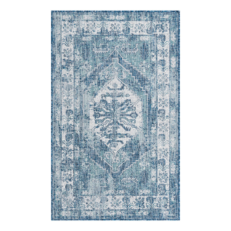 Tapis d'intérieur / extérieur bleu Susan, Rectangle 3 pi 3 po x 5 pi 3 po