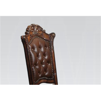 Chaise à hauteur de comptoir en cuir synthétique et cerisier Vendome