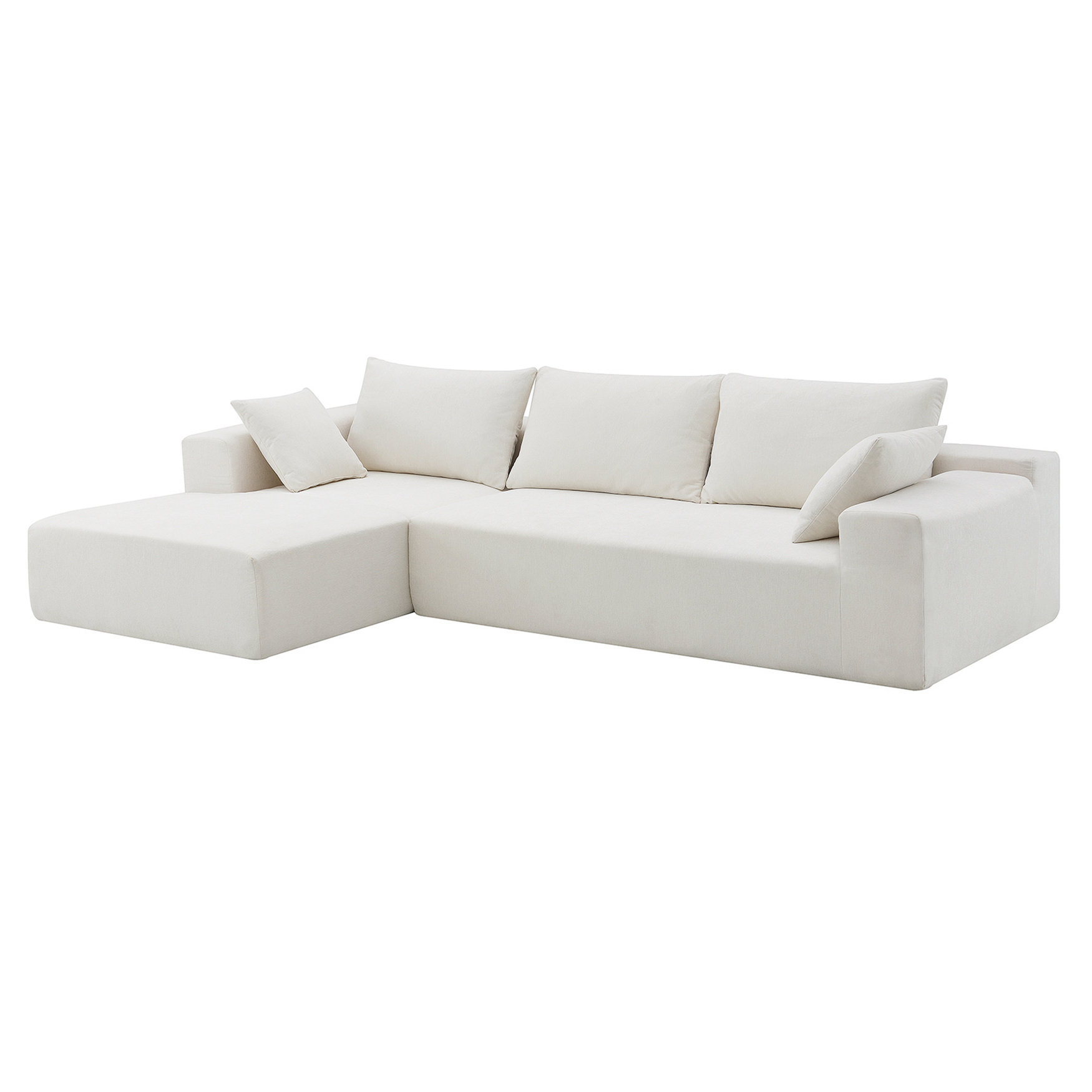 Minimalist Style Sectional Sofa, Upholstered L-shaped Couch Set