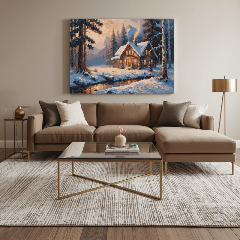 «Thanksgiving Cozy chalet», art sur toile gris, H 11 po x l 14 po