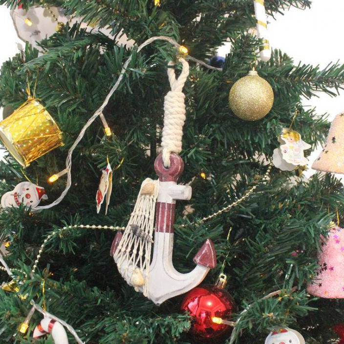 Ornement de noël ancre, Rouge / Blanc
