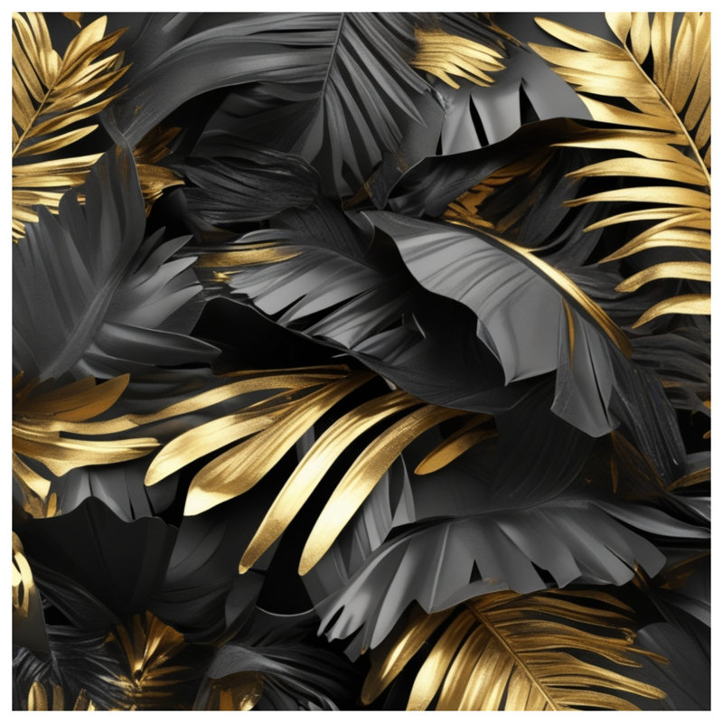 Couvertures dorées à feuilles noires, L 60 po x H 80 po