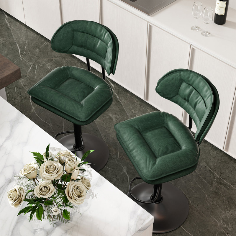 Height Adjustable Swivel Bar Stool, Green