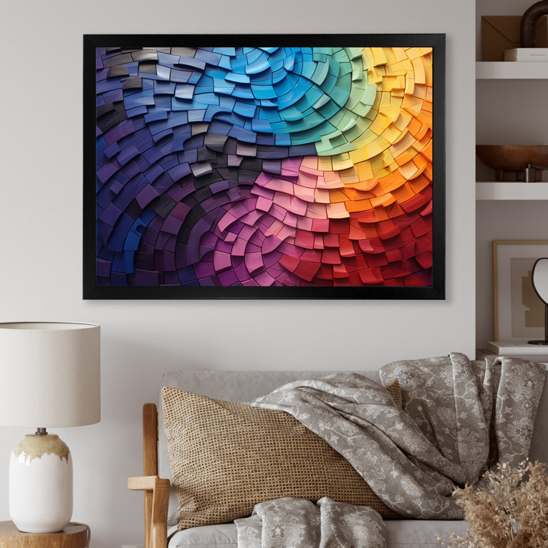Abstrait arc-en-ciel coloré arc-en-ciel - arc-en-ciel, art mural, H 30 po x l 40 po x P 1,5 po, Cadre simple noir
