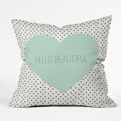Hello Beautiful Heart Outdoor Throw Pillow