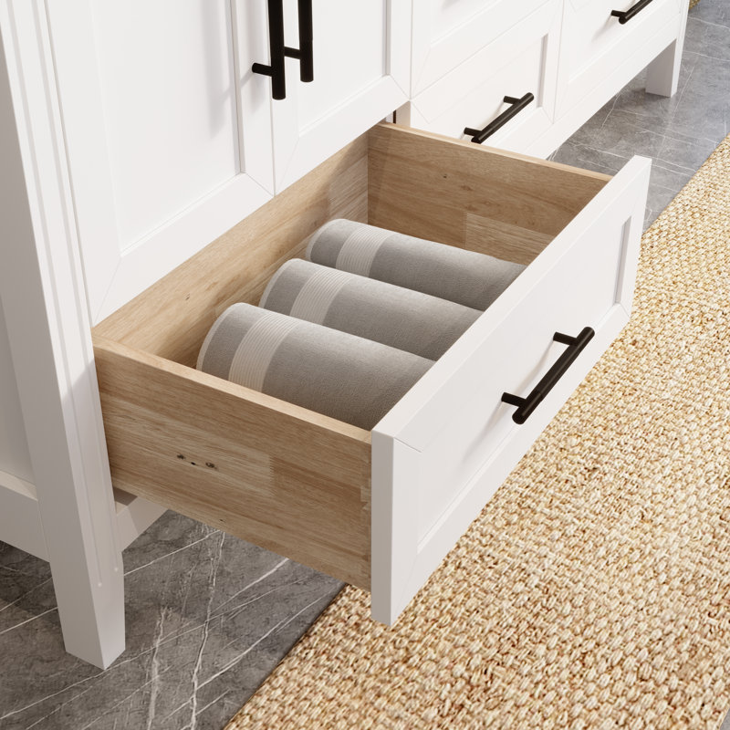 Anand 72'' Double Bathroom Vanity with Quartz Top, White