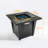32Inch Outdoor Square Propane Fire Pit Table With Blue Glass Beads, Rain Cover And Glass Wind Guard