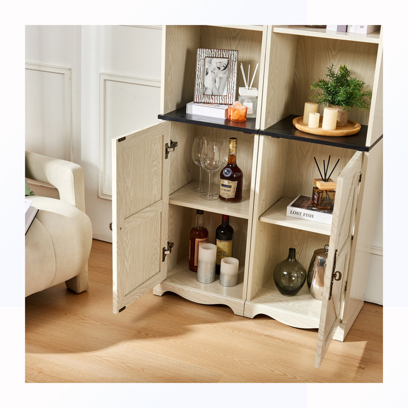 Cabine de rangement 3 en 1 avec tablette réglable, Black/Beige