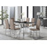 Tierra Modern Glass & Metal Extendable Dining Table Set & 6 Luxury Faux Leather Dining Chairs