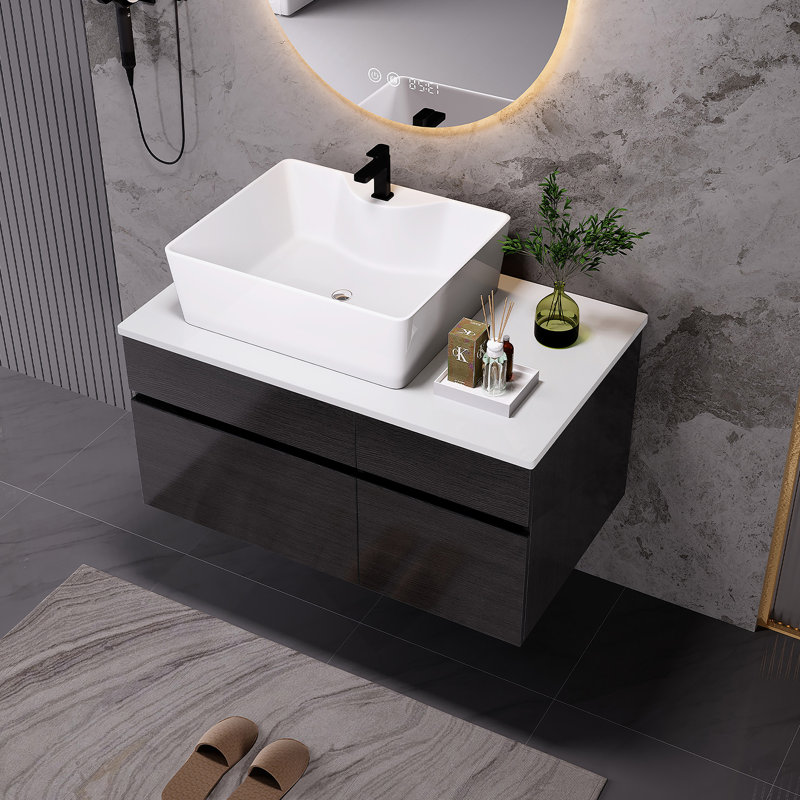 Petit meuble-lavabo flottant avec lavabo
