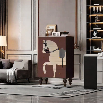 Walnut Storage Cabinet with Unique Round Handles