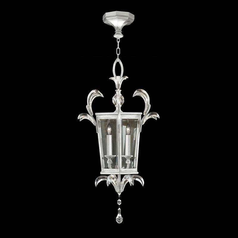 Lustre carré biseauté 22 po, Argent