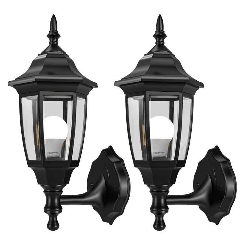 Exterior Motion Wall Sconces Outdoor 2-Pack, Black