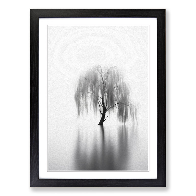 Weeping Willow Minimalism - Framed Print, 34cm H x 25cm W, Black Framed