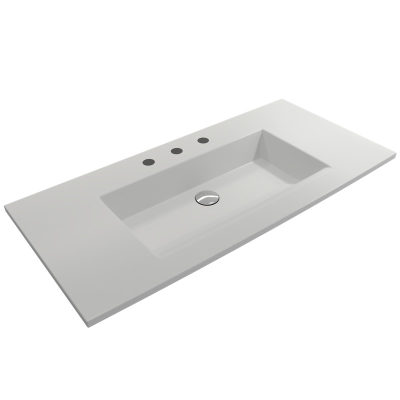 Ravenna Bathroom Sink, Matte White, 8" Widespread