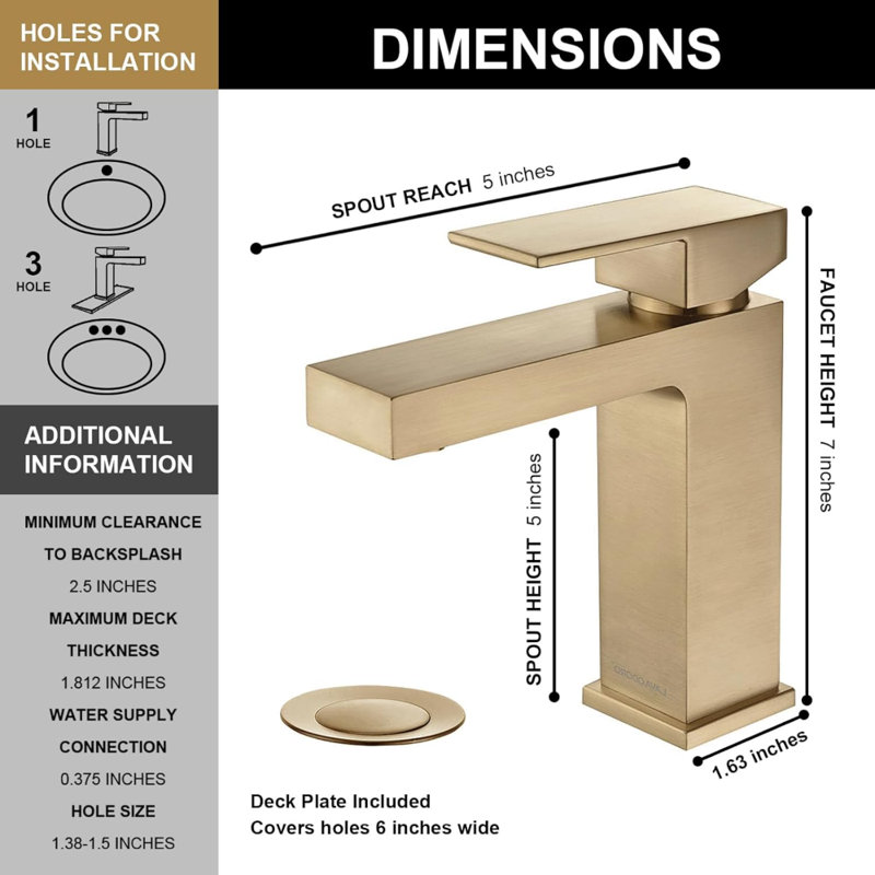 Vessel Sink Faucet, Single Hole Bowl Sink Faucet Tall Bathroom Faucet Single Handle With Pop Up Drain Assembly