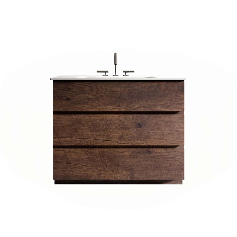 Meuble-lavabo moderne avec grand rangement et caractéristiques avancées pour des salles de bain élégantes, Noyer