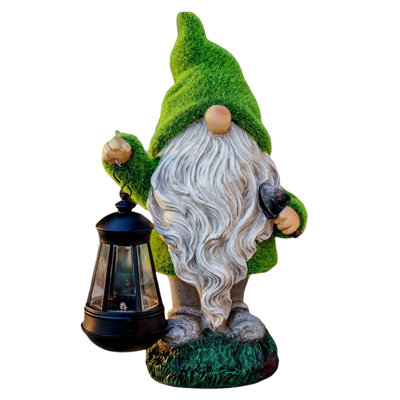 Statue de Noël pour l'extérieur de chez Teresa's Collections, décorations de gnome en résine avec lumières solaires extérieures pour le jardin, sculptures et statues de jardin vertes pour la pelouse du patio avant, cadeaux pour maman, 8 po