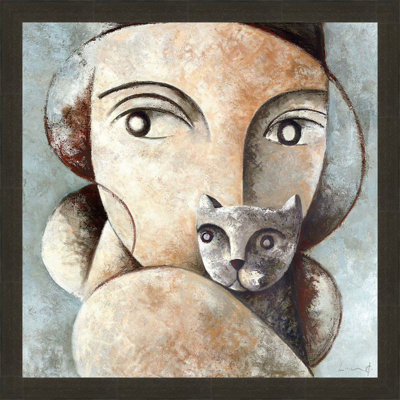 « chat et femme », impression encadrée