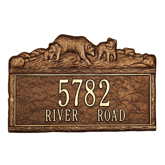 Woodland 2-Line Wall Address Plaque, Black/Gold, Yes