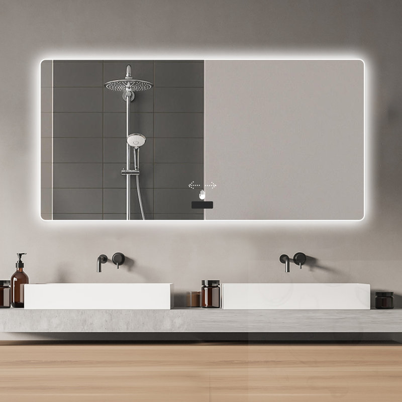 Miroir anti-buée à DEL sans cadre avec imperméable et capteur Smartsensor