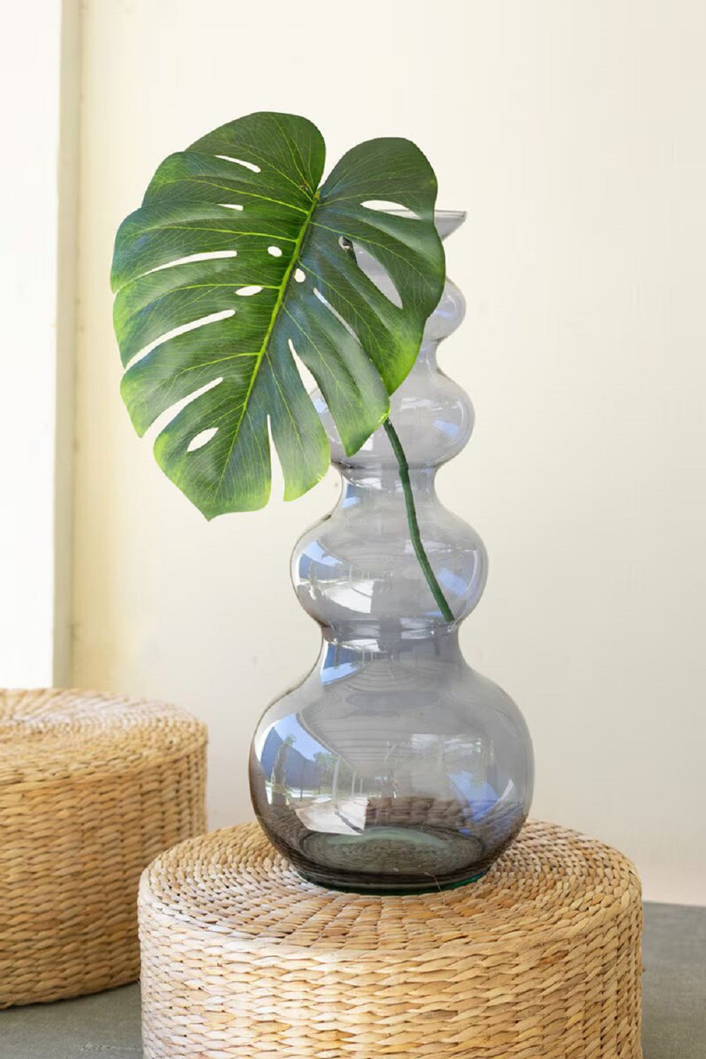 Small Glass Bubble Vase, 10" W x 10" D, Blue