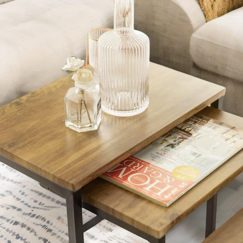 Andris 3PC Rectangular C-Shaped Nesting Tables