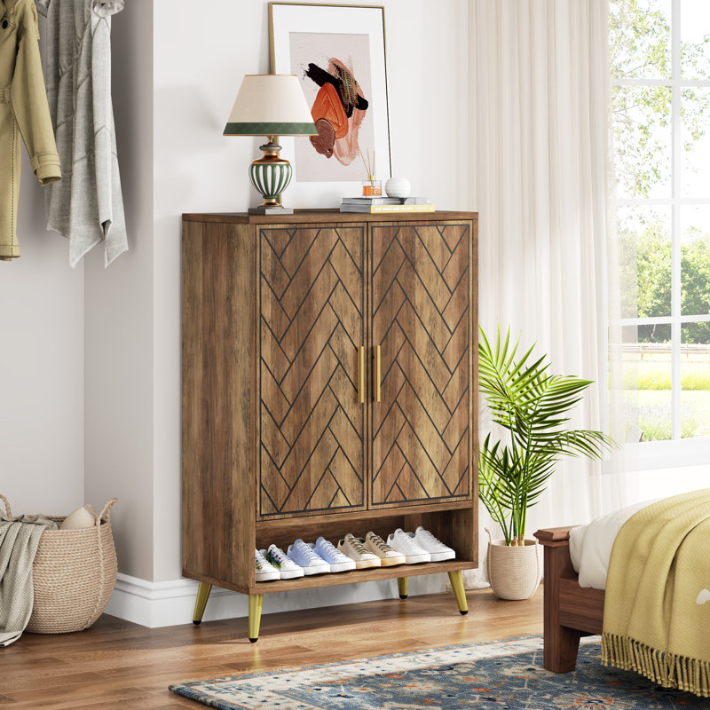 Ricolson 24 Pair Shoe Cabinet for Entryway, Brown