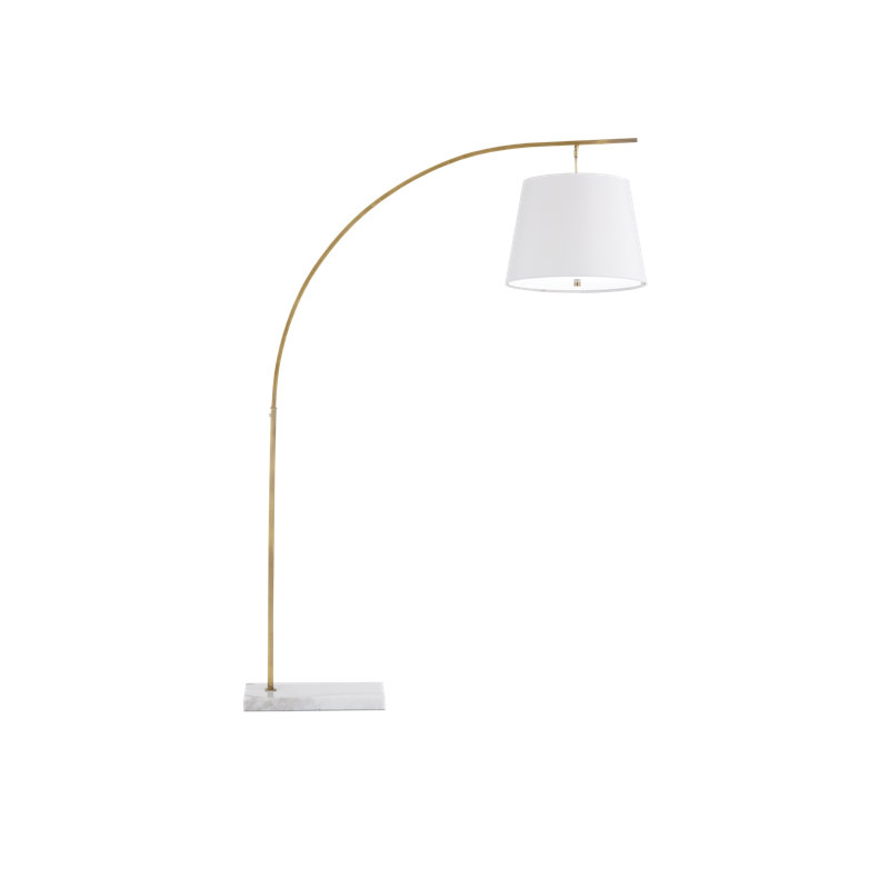 Cloister Arched Floor Lamp, Antique Brass/White