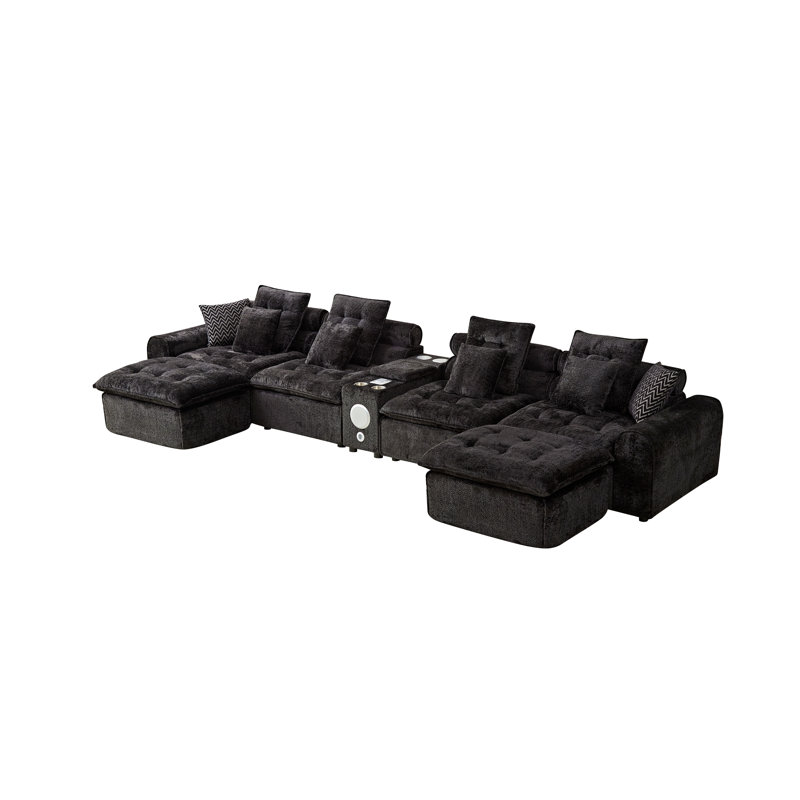 Canapé modulaire en laine d'agneau moelleux de 178,6 po, canapé d'angle surdimensionné en forme de L surdimensionné, grand canapé moelleux et moelleux avec coussins décoratifs pour le salon