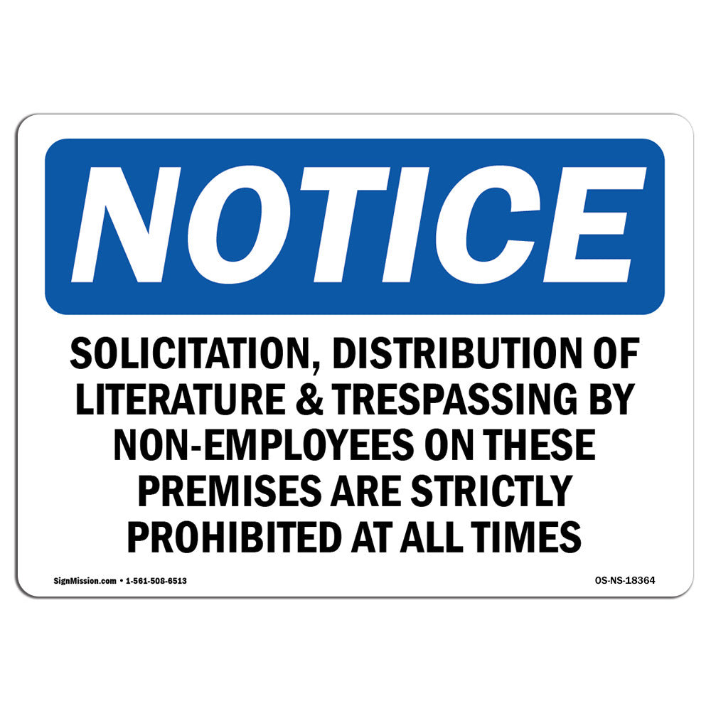 SignMission Solicitation Distribution Of Literature Aluminum Sign 18 x ...