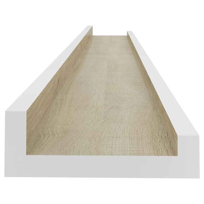 Gracelinn 4 Piece Floating Shelf, 3cm H x 115cm W x 9cm D, White/Sonoma Oak