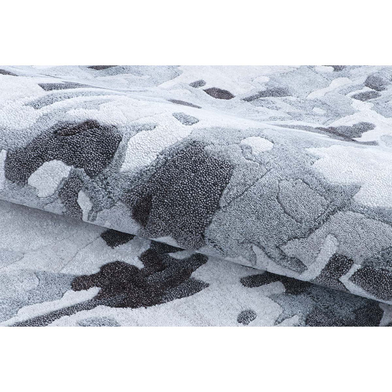 Camouflage Area Rug in Dark Gray/Light Blue, Rectangle 6' x 9'