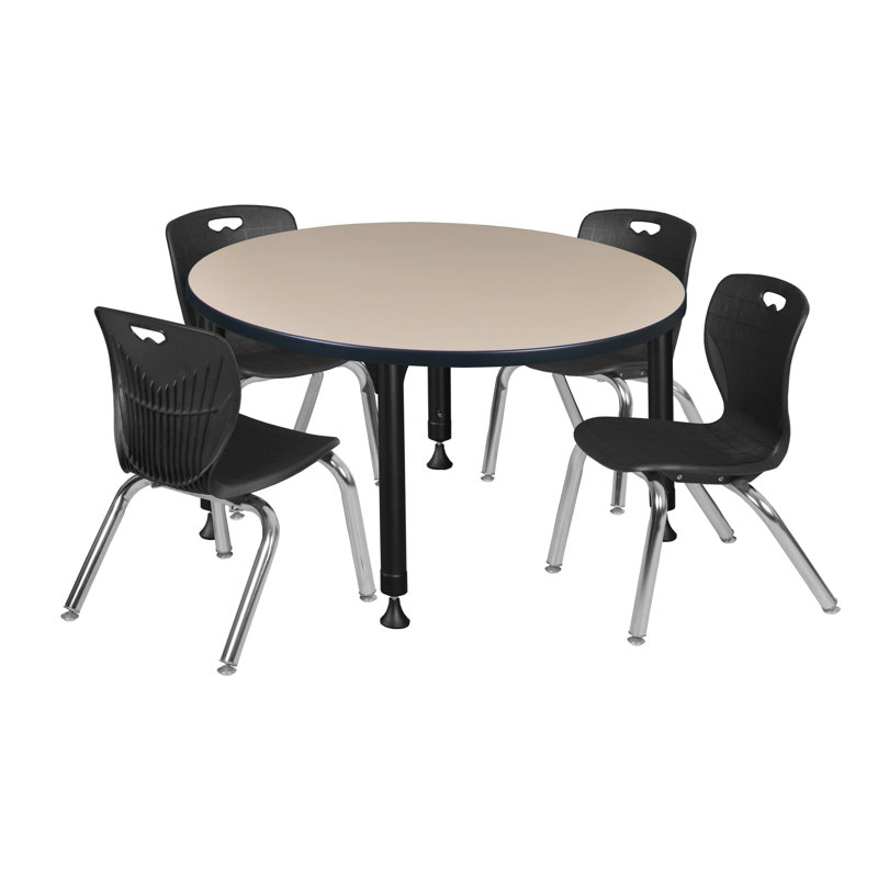 Ensemble de table de salle à manger et de chaises 12 po Kee, H 34 po x L 36 po x l 36 po, Noir, Gris