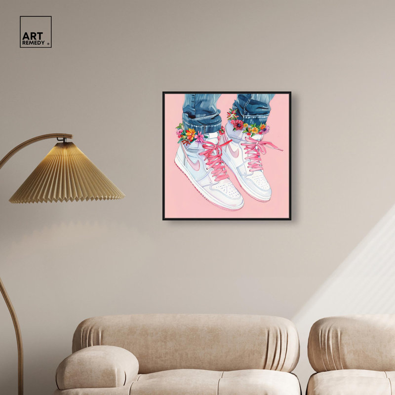 Art mural sur toile Blush, H 25 po x l 25 po, Cadre flottant noir